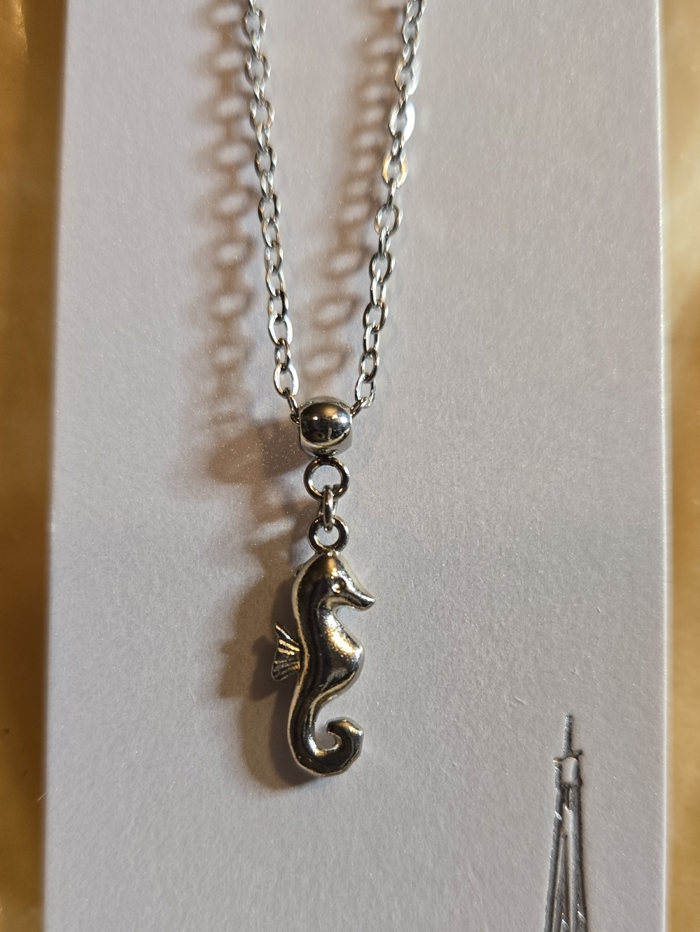 Stainless Steel Silver Mini Seahorse Pendant Necklace - 18in